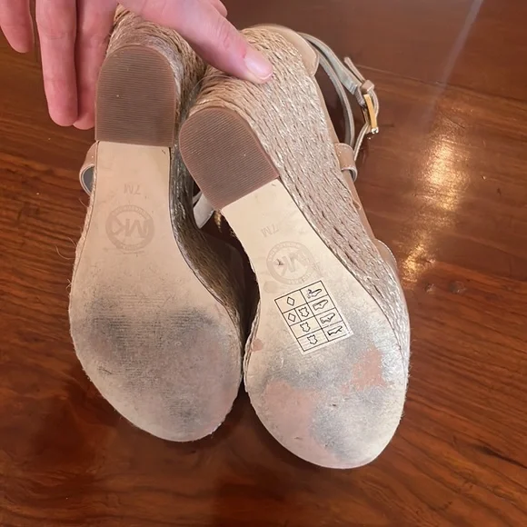 Michael Kors Gabriela Nude Patent Woven Wedge Sandal - Picture 7 of 10